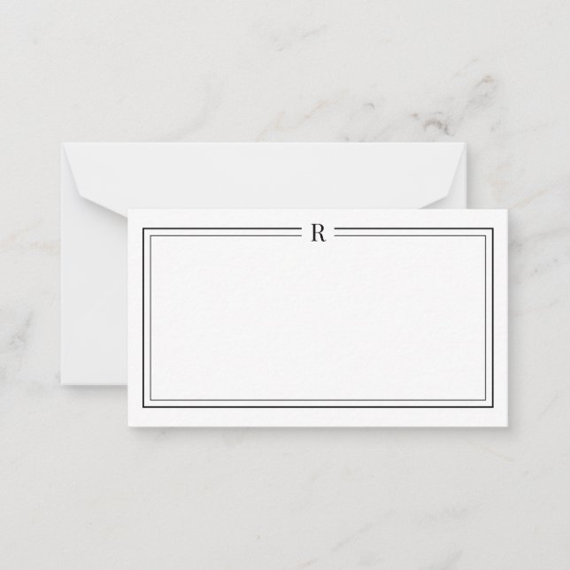 Monogram Mini Note Card Classic Office Stationery Mitteilungskarte (Vorderseite)
