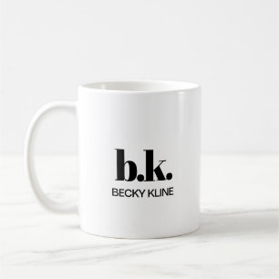 Monogram Minimal Classic elegant Schwarz und Weiß Kaffeetasse