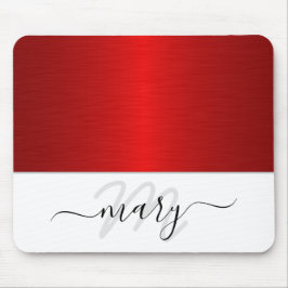 Monogram Minimal Red Schwarz-weiß Modern Mousepad