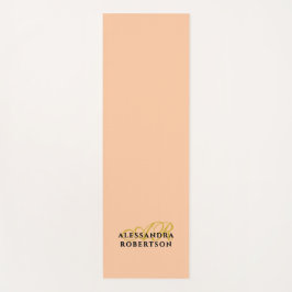 Monogram Minimalist Peach Gold Initials Black Chic Yogamatte