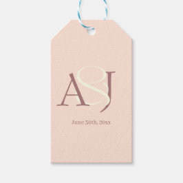 Monogram Minimalist Warm Pink & Mauve Wedding Geschenkanhänger