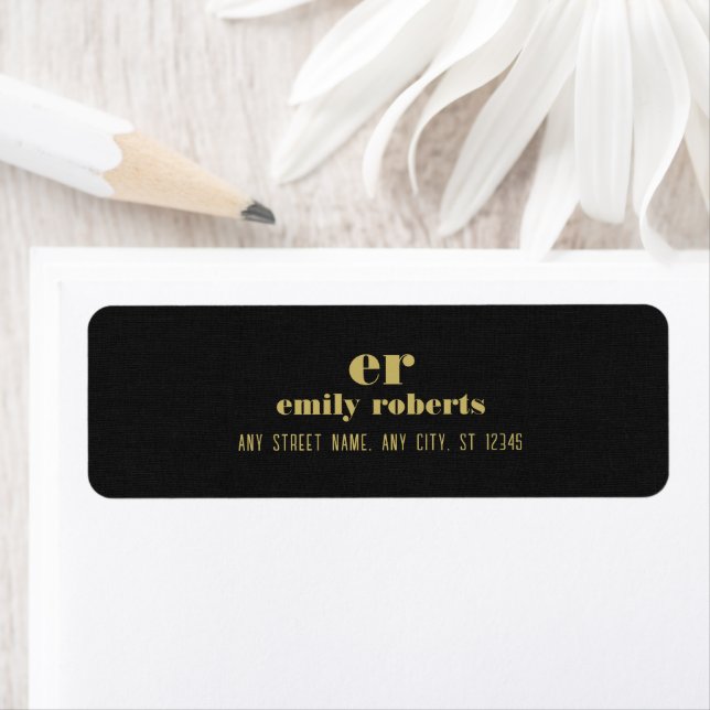 Monogram Minimalistic Black Linen Gold Typografie (Insitu)