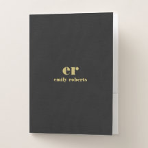 Monogram Minimalistic Black Linen Gold Typografie