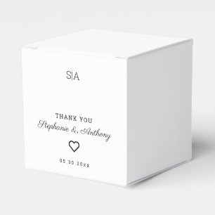 Monogram Minimalistisch Black and White Heart Wedd Geschenkschachtel