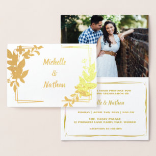 Monogram Minimalistisch Botanical lWedding Einladu Folienkarte