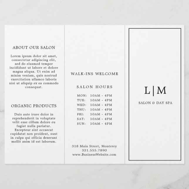 Monogram Minimalistisch Business Trifold Broschüre (Vorderseite)
