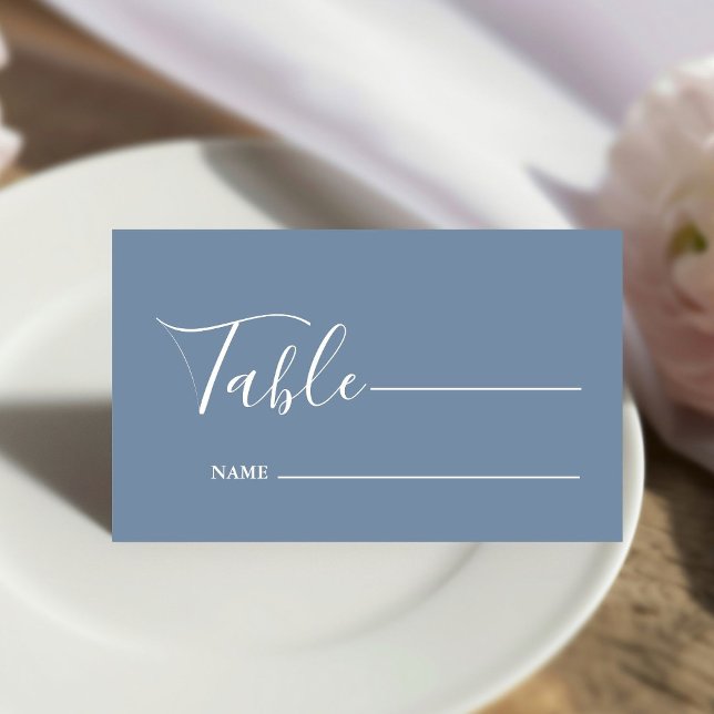 Monogram Minimalistisch Dusty Blue Wedding Platzkarte (Von Creator hochgeladen)