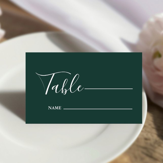 Monogram Minimalistisch Emerald Green Wedding Platzkarte (Von Creator hochgeladen)