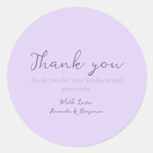 Monogram Minimalistisch Lavender Wedding Danke Runder Aufkleber