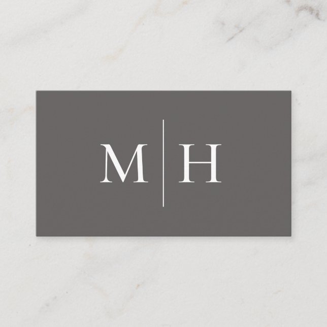 Monogram Minimalistisch Modern Line Initials Gray Visitenkarte (Vorderseite)