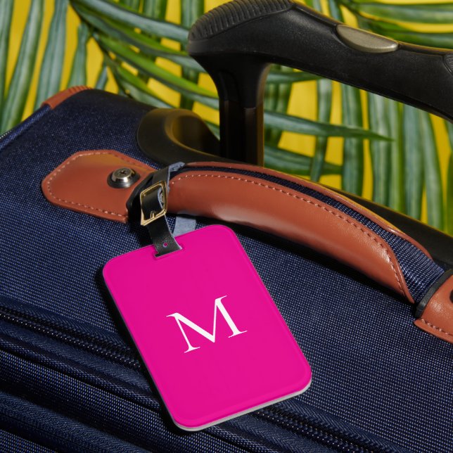 Monogram Minimalistisch Modern Magenta Gepäckanhänger (Vorderseite Insitu 1)