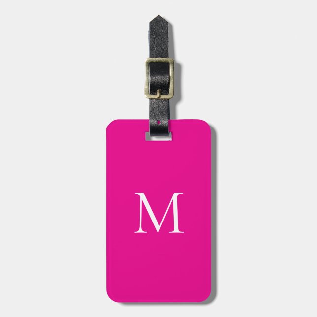 Monogram Minimalistisch Modern Magenta Gepäckanhänger (Vorderseite vertikal)