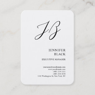 Monogram Minimalistisch Modern Schlicht White Visitenkarte