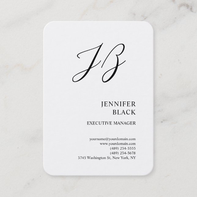 Monogram Minimalistisch Modern Schlicht White Visitenkarte (Vorderseite)