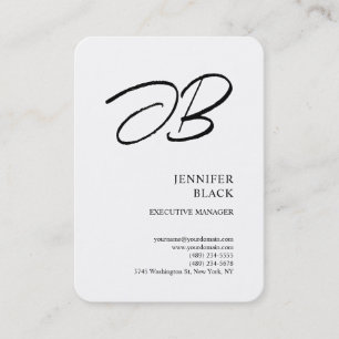 Monogram Minimalistisch Modern Schlicht White Visitenkarte