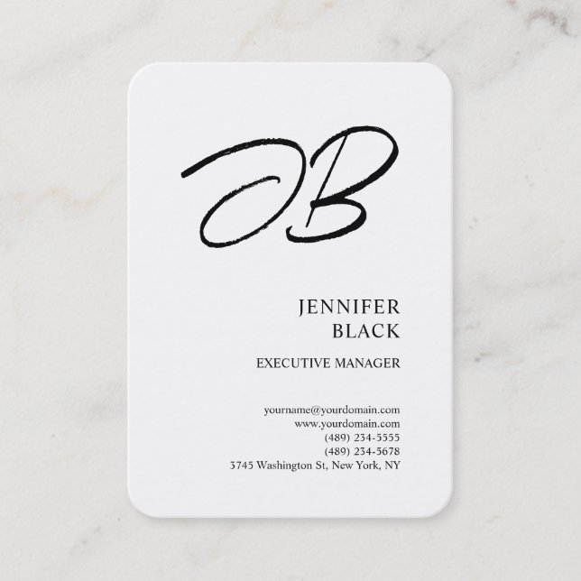 Monogram Minimalistisch Modern Schlicht White Visitenkarte (Vorderseite)