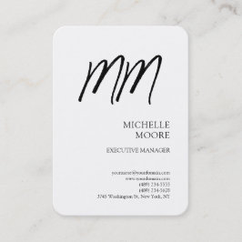 Monogram Minimalistisch Modern Schlicht White Visitenkarte