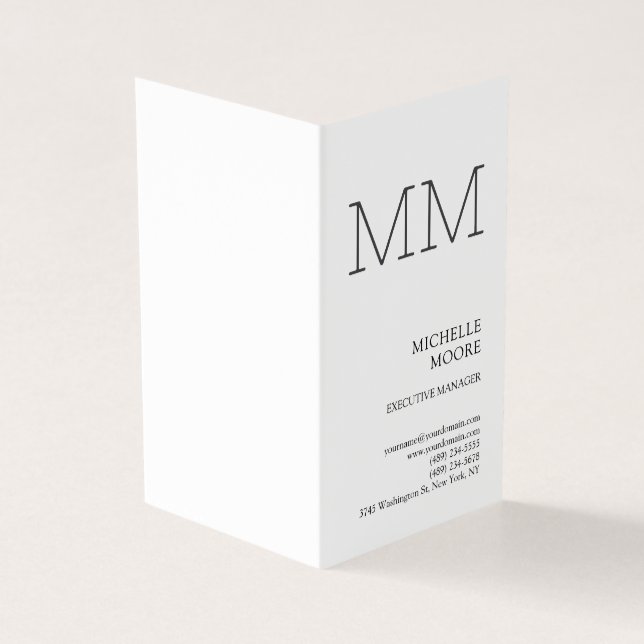 Monogram Minimalistisch Modern Schlicht White Visitenkarten (Vorderseite)