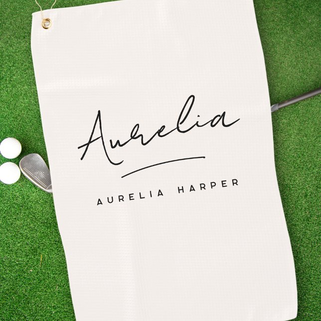 Monogram Minimalistisch Modern Script Feminine Gir Golfhandtuch (Von Creator hochgeladen)