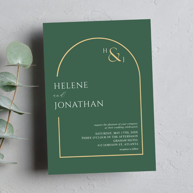 Monogram Minimalistisch Moderne Hochzeit Einladung (Monogram Minimalist Modern Elegant Wedding Invitation)