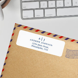 Monogram Minimalistisch Navy Blue Rücksendeadresse