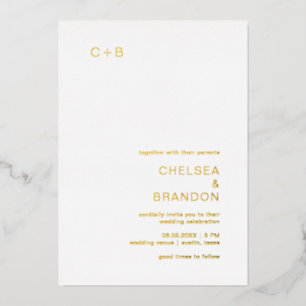 Monogram Minimalistisch Simple Elegante Wedding Folieneinladung
