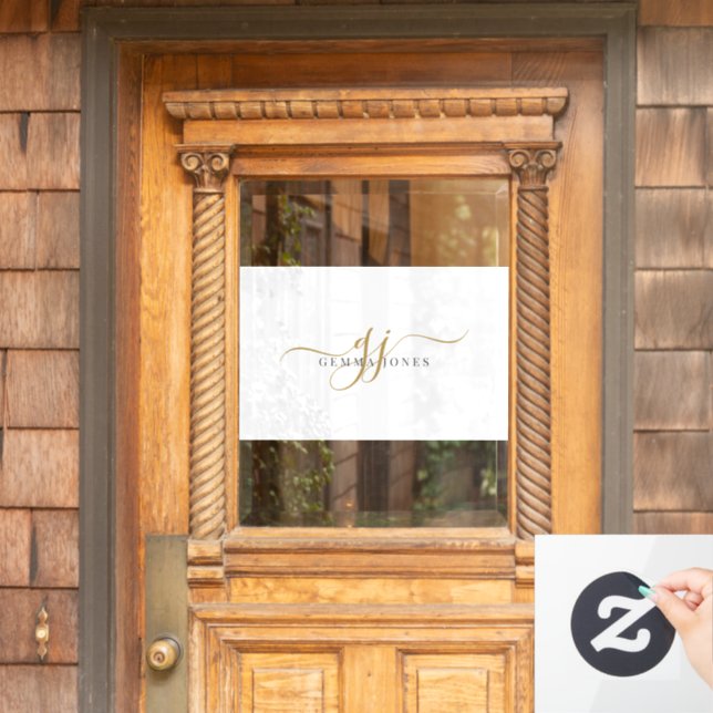 Monogram Minimalistisch White Fensteraufkleber (Haustür)