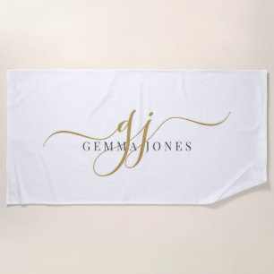 Monogram Minimalistisch White Strandtuch
