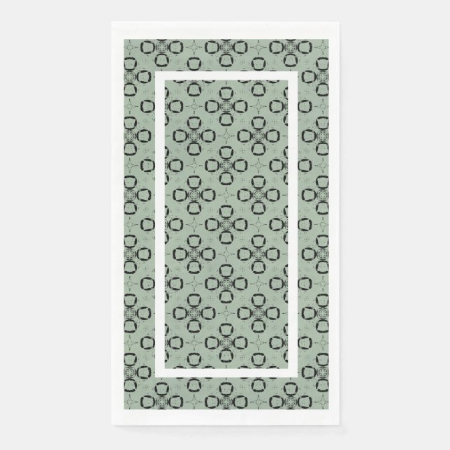 Monogram-Mint-Grün- und Schwarz Retro-Muster Serviette (Vorderseite)