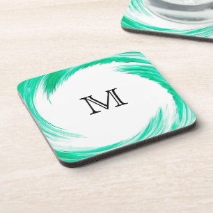 Monogram Mint Swirl Abstract Art Untersetzer