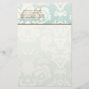 Monogram Minze Floral Stationery Briefpapier