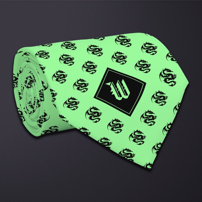 Monogram Minze Green Dragon Krawatte (Von Creator hochgeladen)