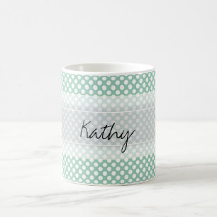 Monogram Minze Green Niedlich Chic Polka Dot Muste Kaffeetasse