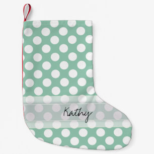 Monogram Minze Green Niedlich Chic Polka Dot Muste Kleiner Weihnachtsstrumpf
