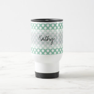 Monogram Minze Green Niedlich Chic Polka Dot Muste Reisebecher