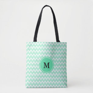 Monogram Minze Green und White Zickzack Pattern