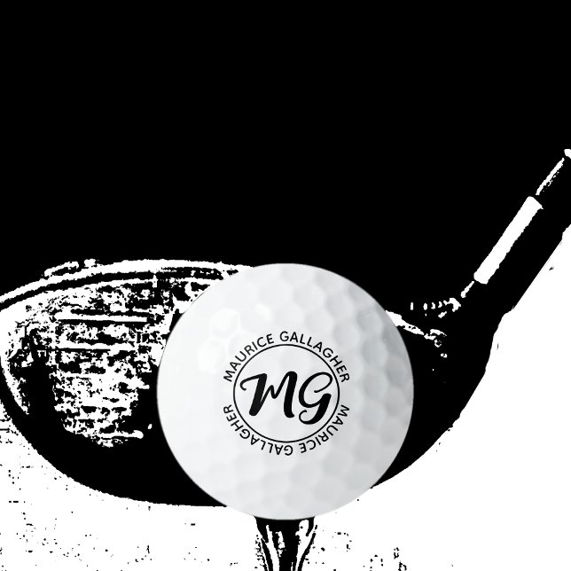 Monogram mit Monogramm Name initials b.w. Golfball (Von Creator hochgeladen)