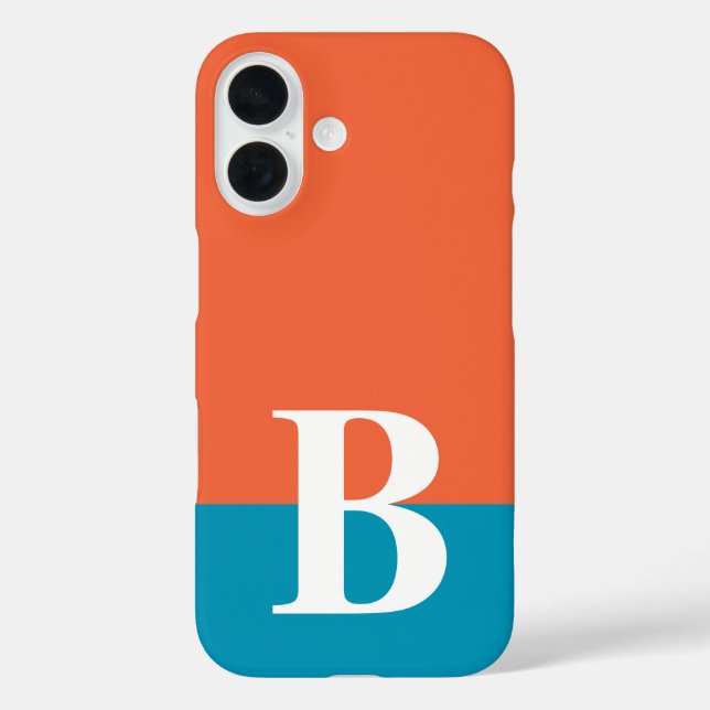 Monogram Mit Monogramm Simple Modern Orange Blue Case-Mate iPhone Hülle (Rückseite)