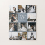 Monogram Modern 9 Foto Collage Dusty Blue Puzzle<br><div class="desc">Fügen Sie 11 Fotos Ihres Familientages oder Hochzeitstages hinzu und fügen Sie Ihr individuelles Monogramm hinzu. Es wird jedem Spaß machen,  dieses Rätsel zusammen zu stellen.</div>