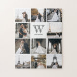 Monogram Modern 9 Foto Collage White Puzzle<br><div class="desc">Fügen Sie 11 Fotos Ihres Familientages oder Hochzeitstages hinzu und fügen Sie Ihr individuelles Monogramm hinzu. Es wird jedem Spaß machen,  dieses Rätsel zusammen zu stellen.</div>