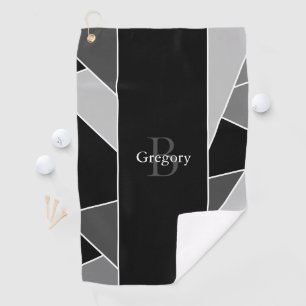 Monogram Modern Abstrakt Black Grau White Golfhandtuch