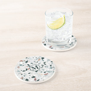 Monogram Modern Abstrakt Terrazzo Muster Getränkeuntersetzer