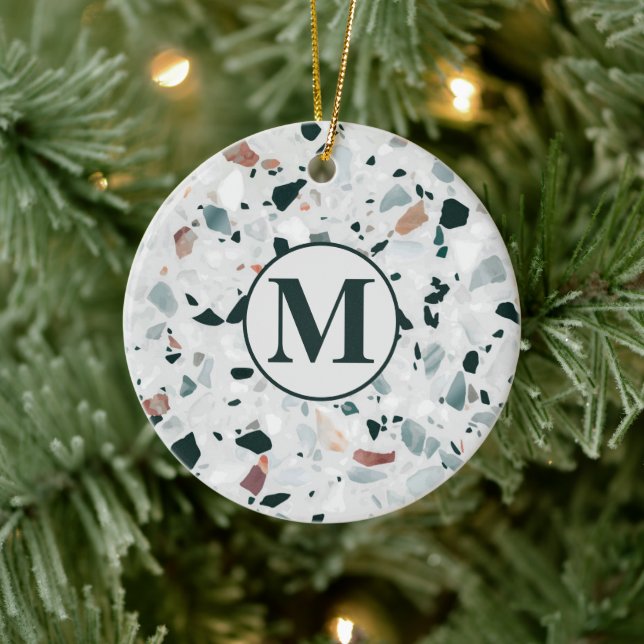Monogram Modern Abstrakt Terrazzo Muster Keramik Ornament (Baum)