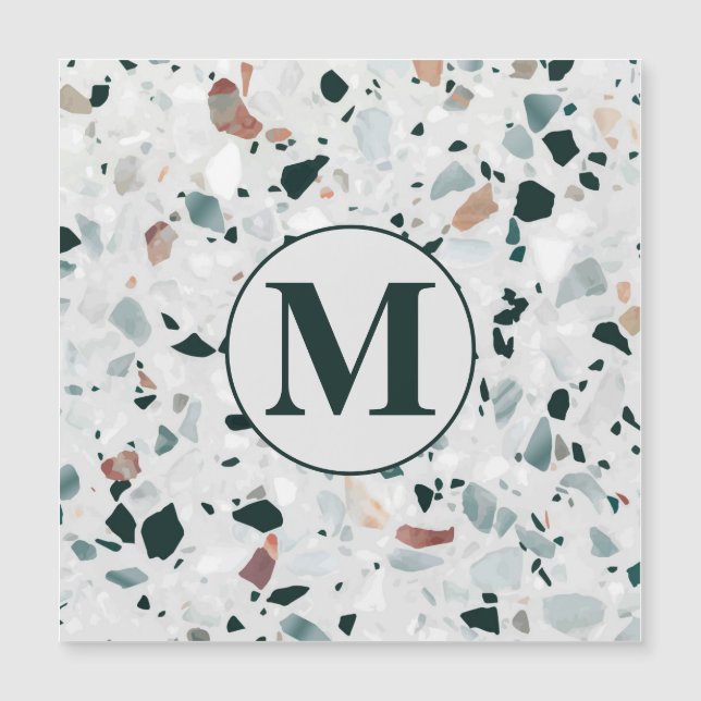 Monogram Modern Abstrakt Terrazzo Muster Magnetkarte (Vorderseite)