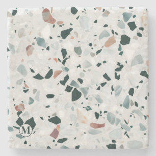 Monogram Modern Abstrakt Terrazzo Muster Steinuntersetzer