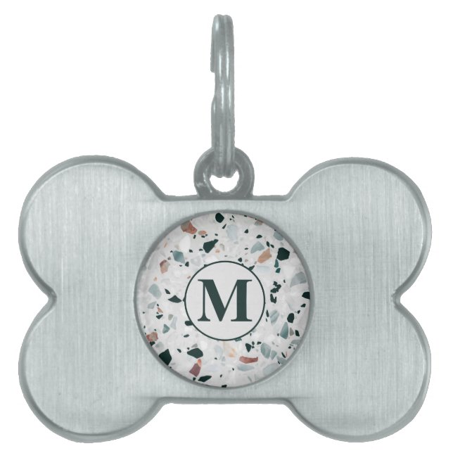 Monogram Modern Abstrakt Terrazzo Muster Tiermarke (Vorderseite)