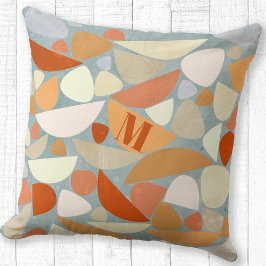 Monogram Modern Abstrakte Formen Orange Kissen