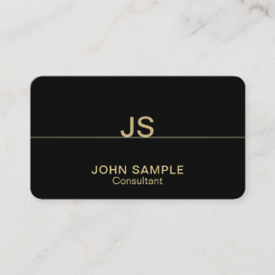 Monogram Modern Beruflich Elegante Black Gold Visitenkarte