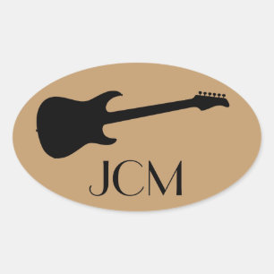 Monogram Modern Black-Elektrische Gitarre, Kamelbr Ovaler Aufkleber