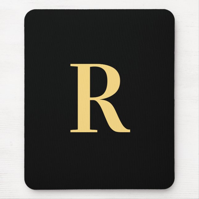 Monogram Modern Black Gold Mousepad (Vorne)